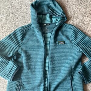 L.L. Bean Teal Quilted Hooded Zip Jacket